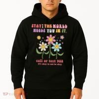 988 Suicide Prevention Retro Groovy Stay The World Needs You Hoodie thumb 2
