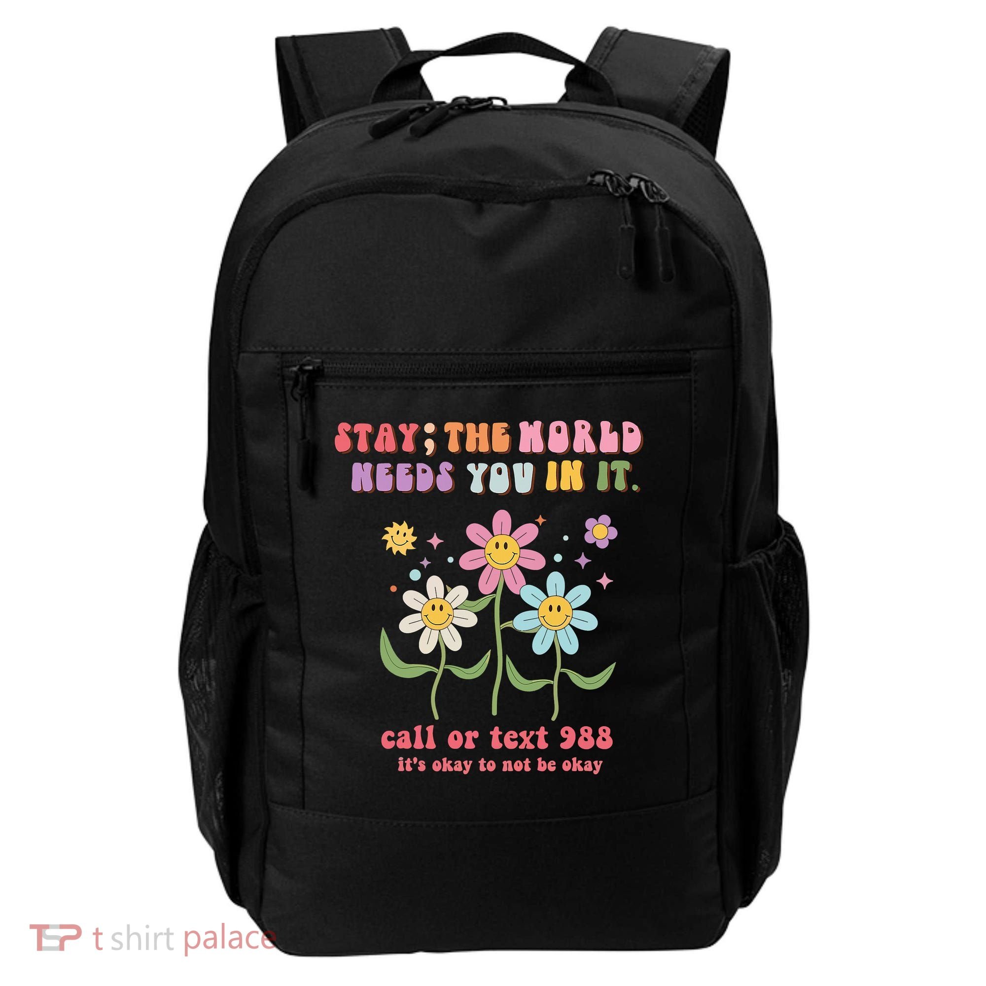 988 Suicide Prevention Retro Groovy Stay The World Needs You Backpack
