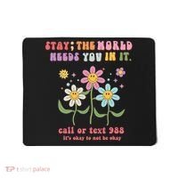 988 Suicide Prevention Retro Groovy Stay The World Needs You Mousepad thumb 0