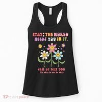 988 Suicide Prevention Retro Groovy Stay The World Needs You Women's Tank Top thumb 0