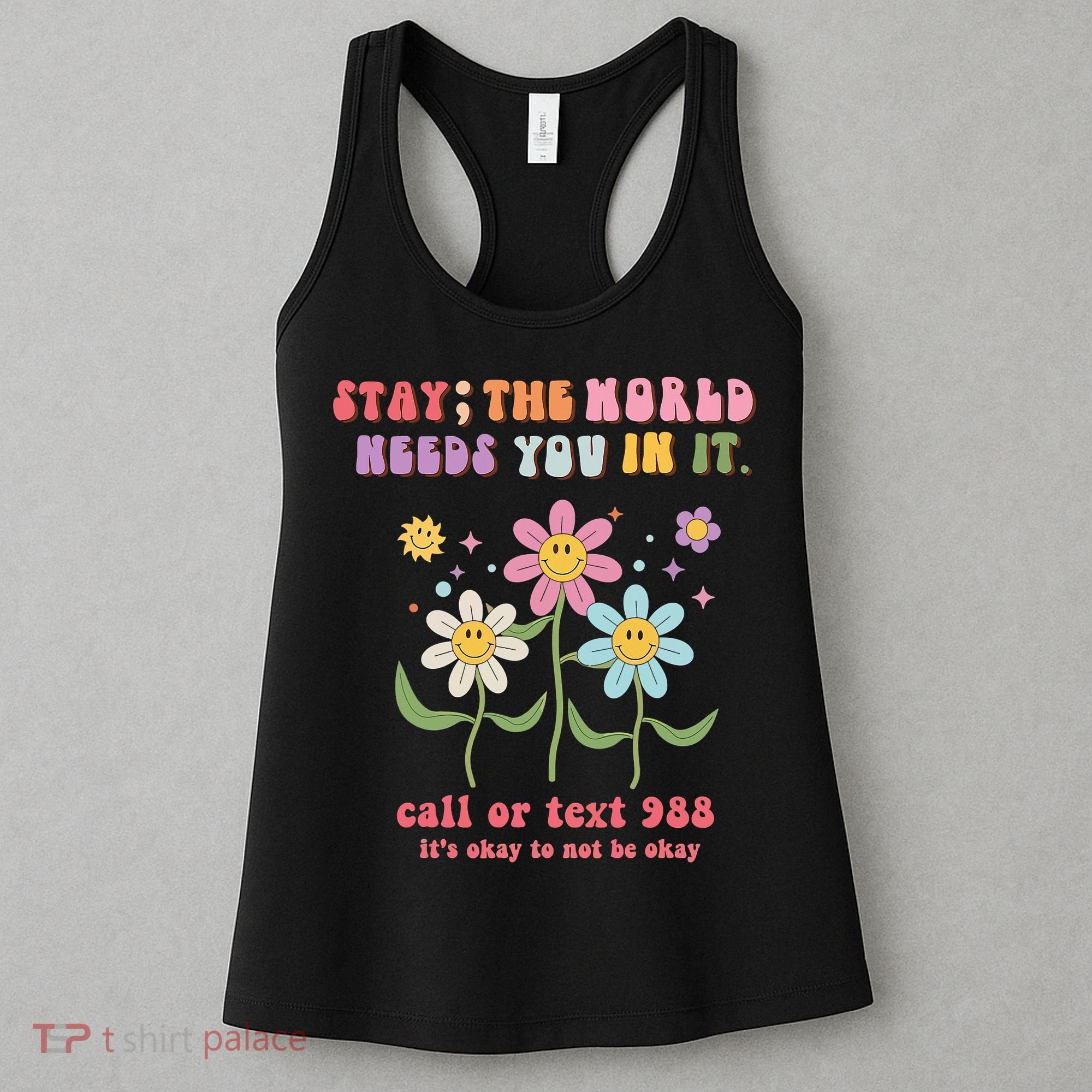 988 Suicide Prevention Retro Groovy Stay The World Needs You Women's Tank Top