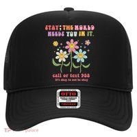 988 Suicide Prevention Retro Groovy Stay The World Needs You Hat thumb 0