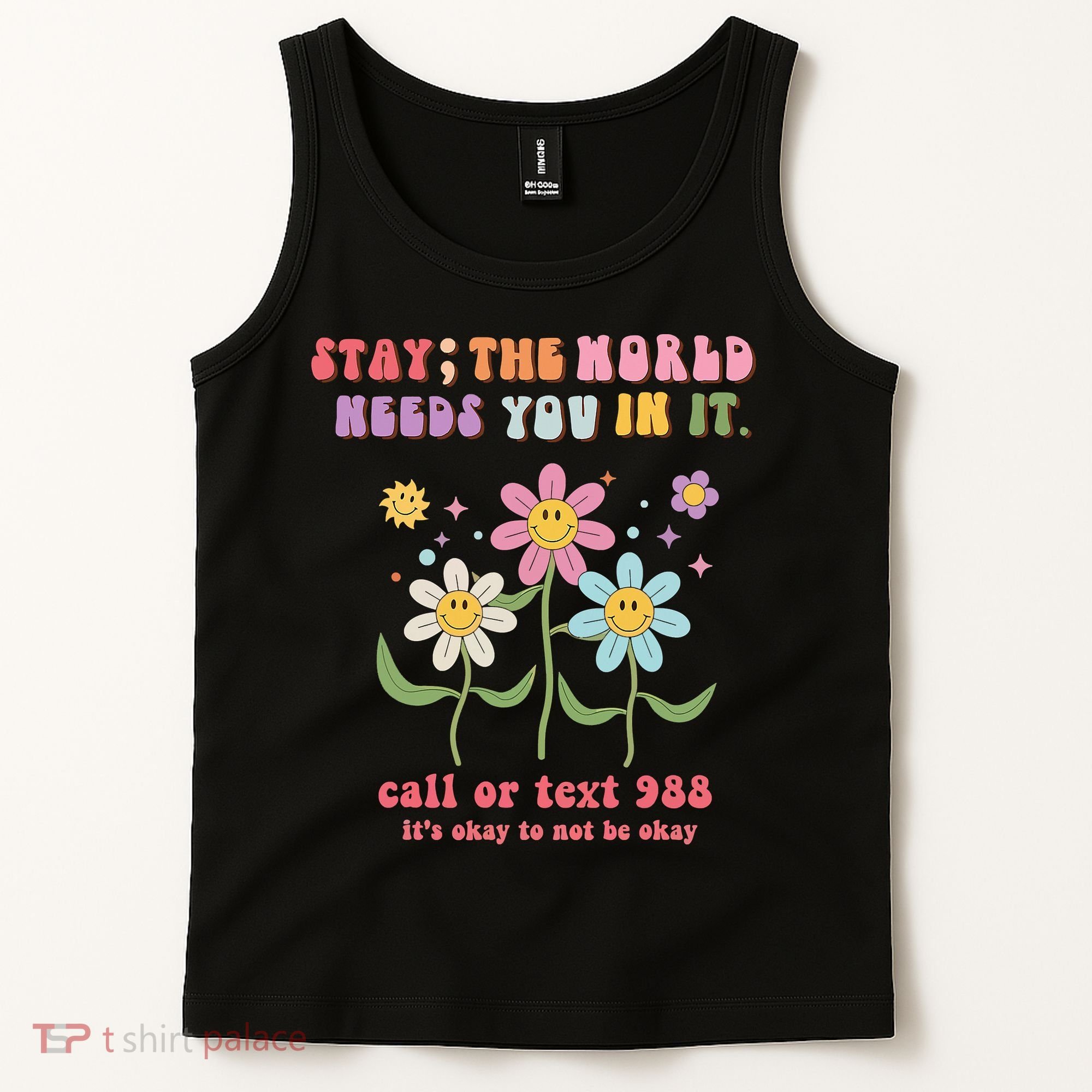 988 Suicide Prevention Retro Groovy Stay The World Needs You Tank Top