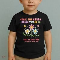 988 Suicide Prevention Retro Groovy Stay The World Needs You Toddler T-Shirt thumb 2