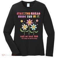 988 Suicide Prevention Retro Groovy Stay The World Needs You Women's Long Sleeve Shirt thumb 0