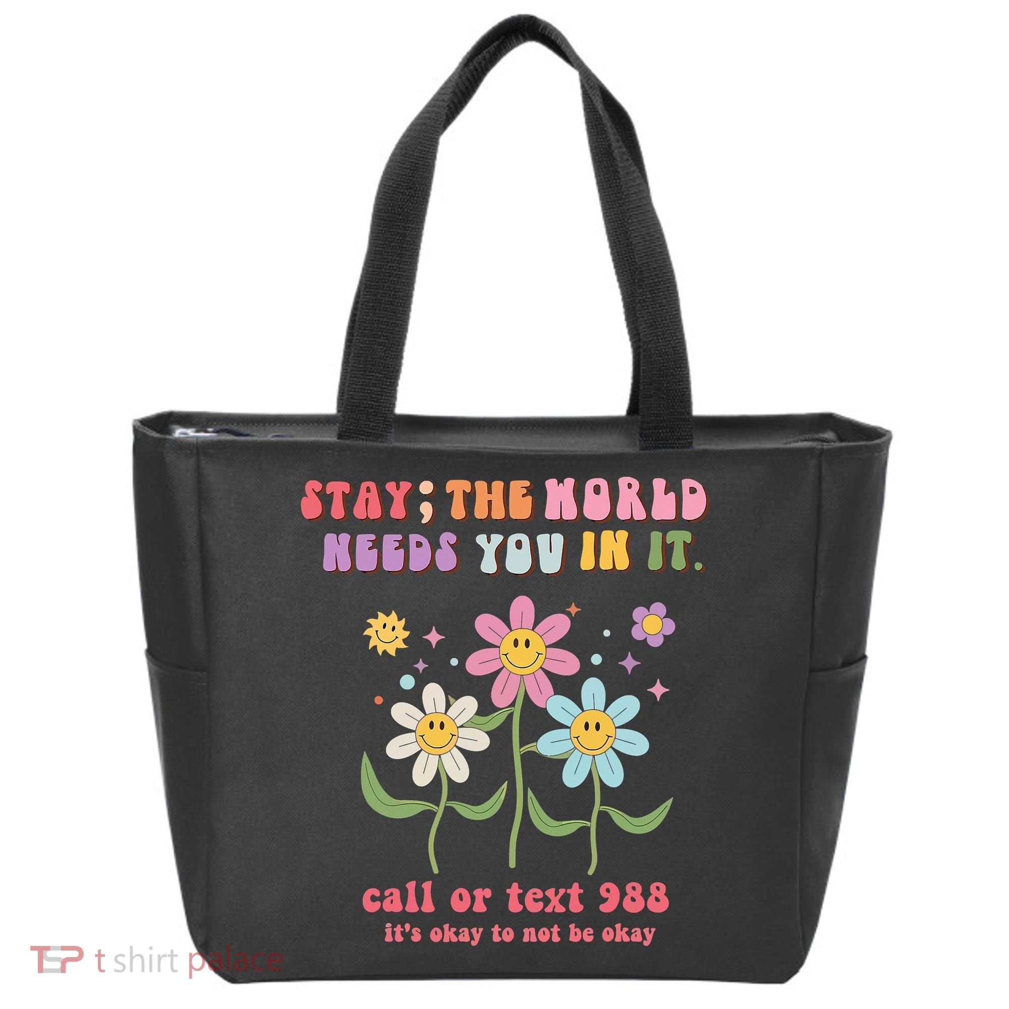 988 Suicide Prevention Retro Groovy Stay The World Needs You Tote Bag