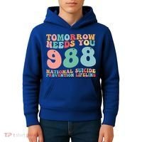 988 Suicide Prevention National Suicide Prevention Lifeline Kids Hoodie thumb 4