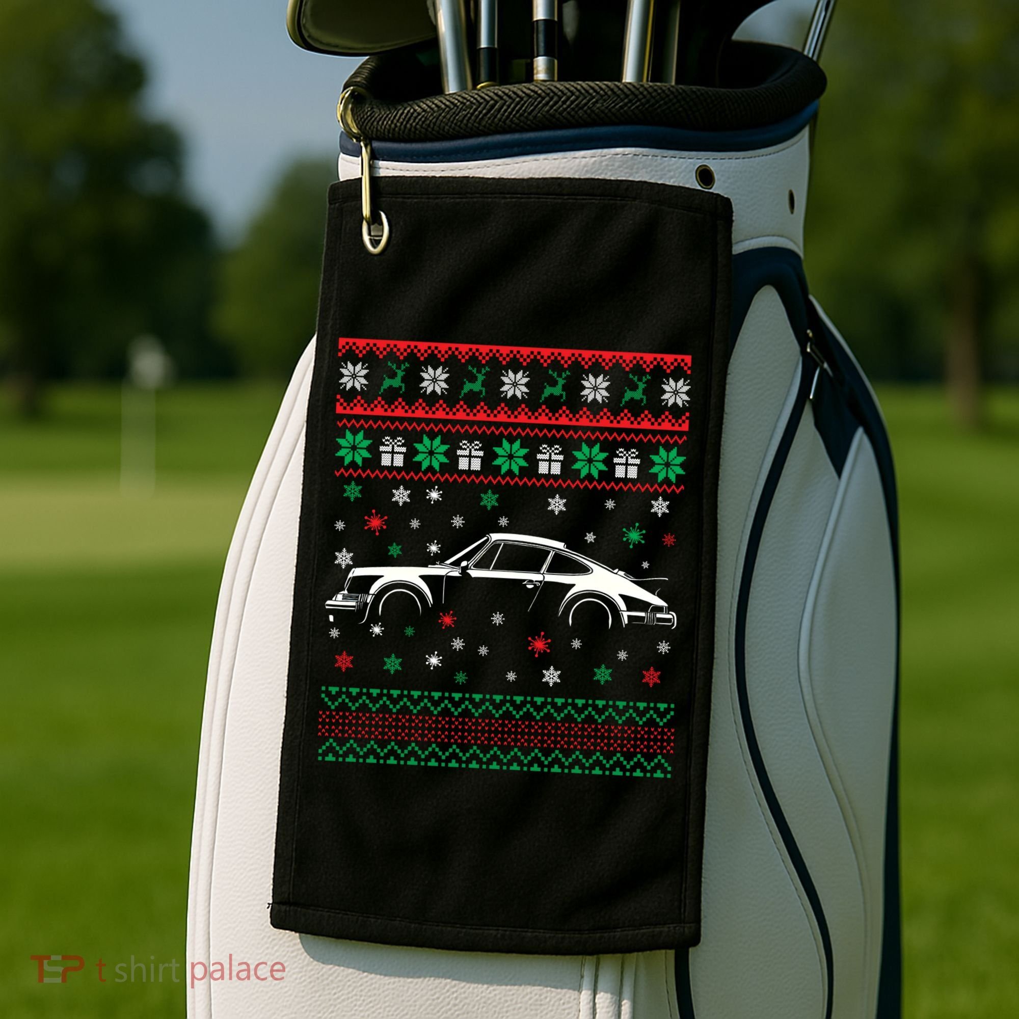 911 Silhouette Ugly Christmas Car Lover Gifts Swea Golf Towel