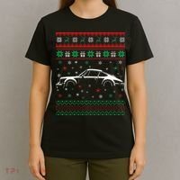 911 Silhouette Ugly Christmas Sweater Car Lover Gifts T-Shirt thumb 4