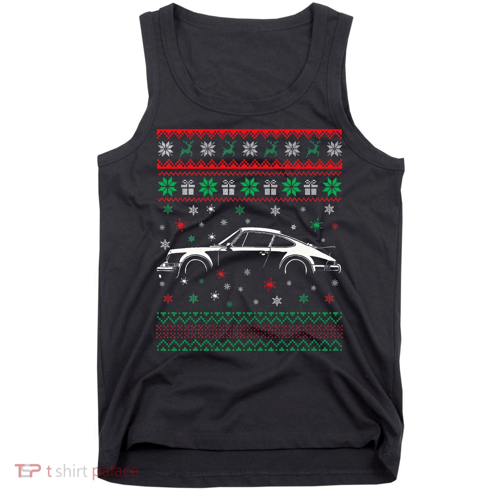 911 Silhouette Ugly Christmas Sweater Car Lover Gifts Tank Top