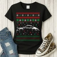 911 Silhouette Ugly Christmas Sweater Car Lover Gifts Women's T-Shirt thumb 3