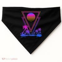 90s Vaporwave Aesthetic Palm Trees USA-Made Doggie Bandana thumb 0