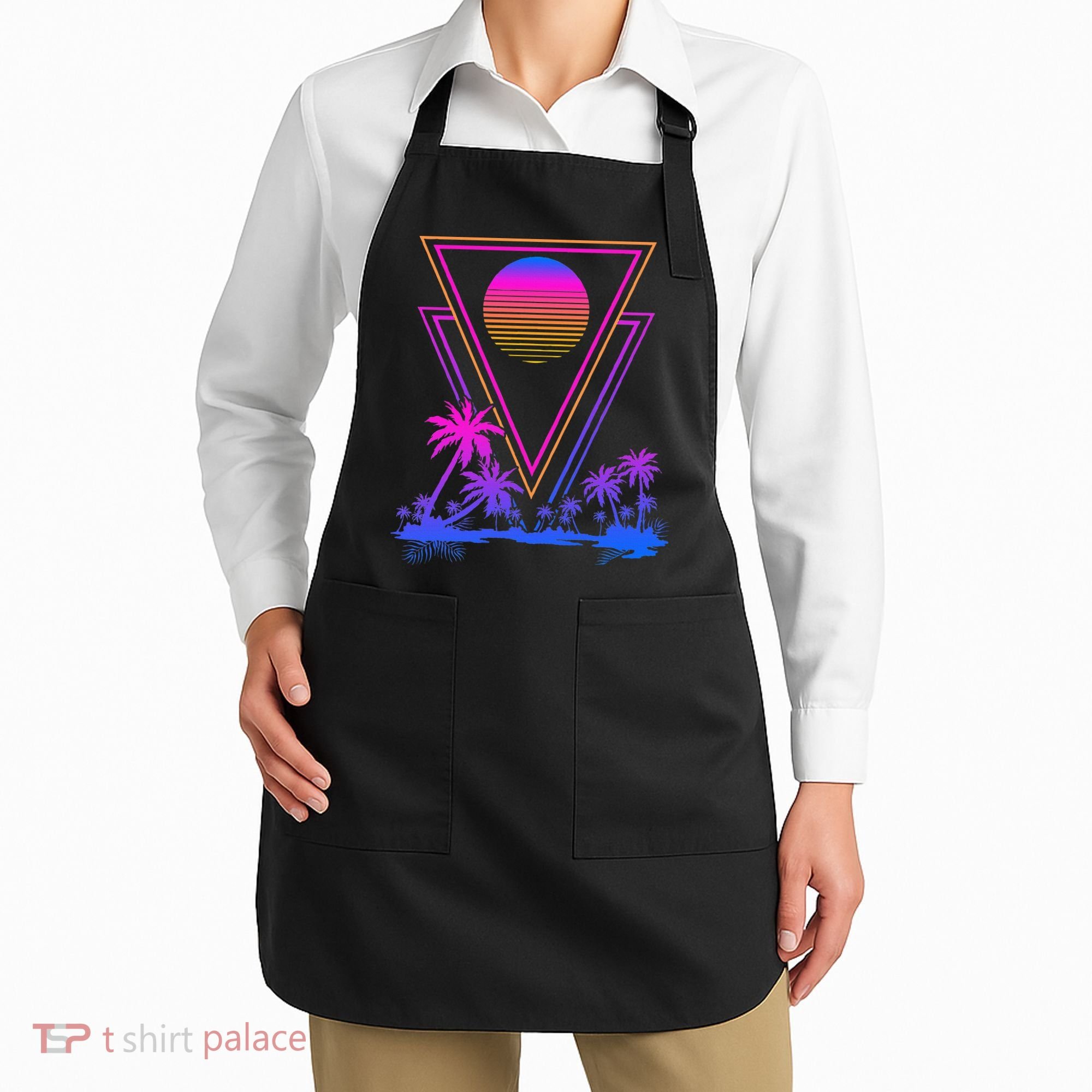 90s Vaporwave Aesthetic Palm Trees Apron