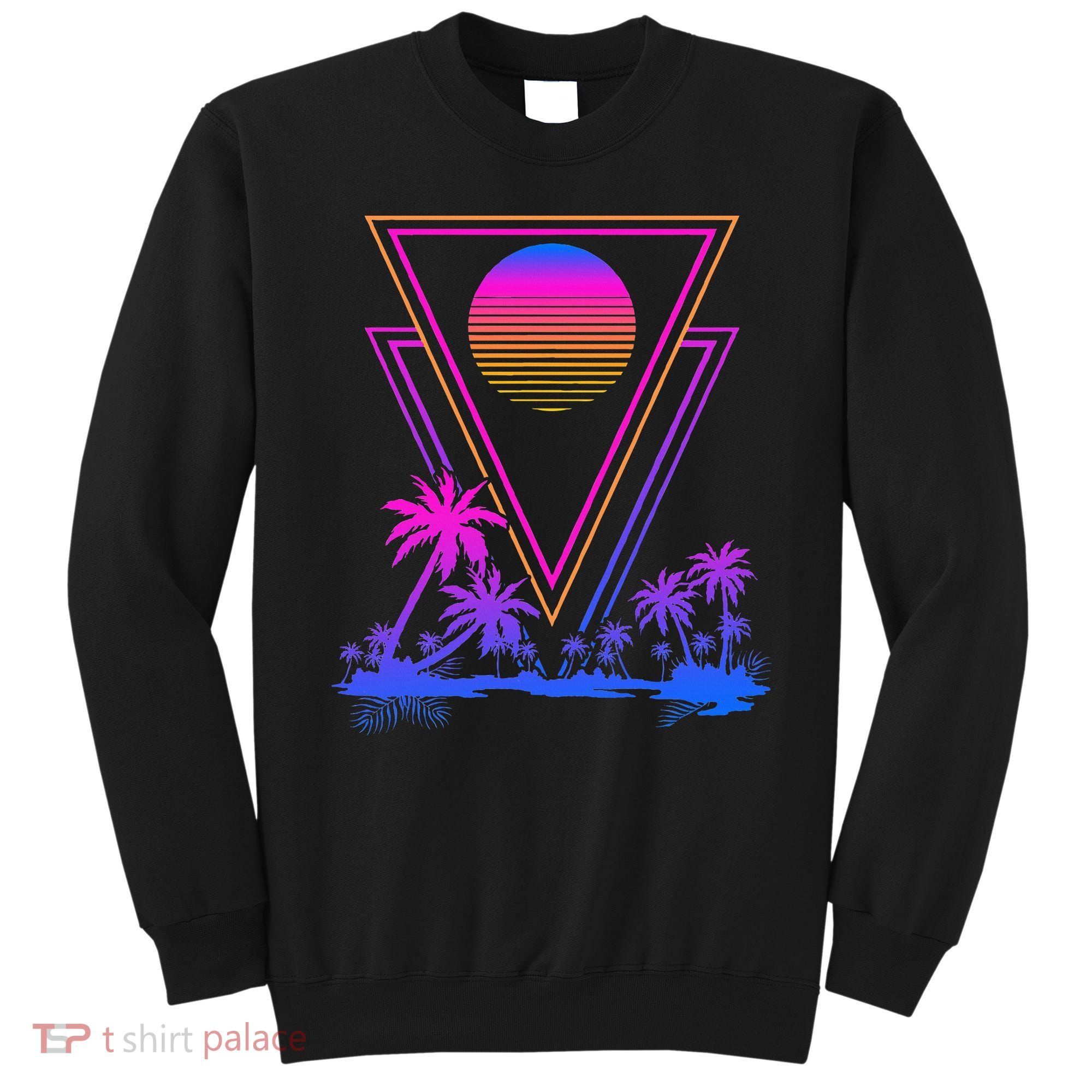 90s Vaporwave Aesthetic Palm Trees Sweatshirt