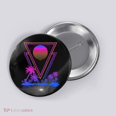 90s Vaporwave Aesthetic Palm Trees Button