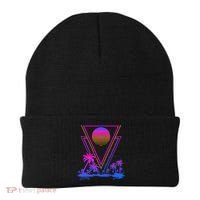 90s Vaporwave Aesthetic Palm Trees Beanie thumb 0