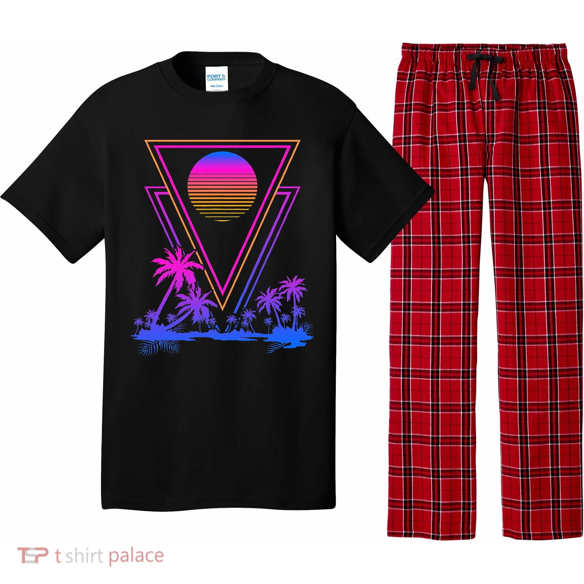 90s Vaporwave Aesthetic Palm Trees Pajama Set
