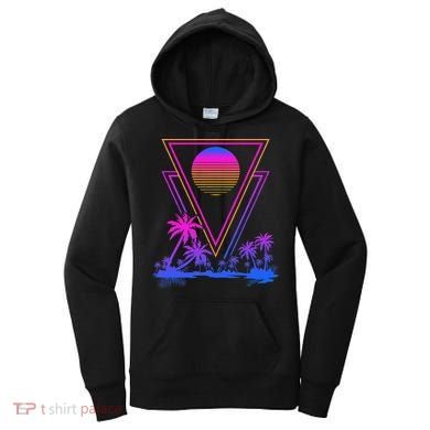 90s Vaporwave Aesthetic Palm Trees Women's Hoodie