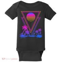 90s Vaporwave Aesthetic Palm Trees Baby Bodysuit thumb 0