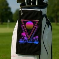90s Vaporwave Aesthetic Palm Trees Golf Towel thumb 2