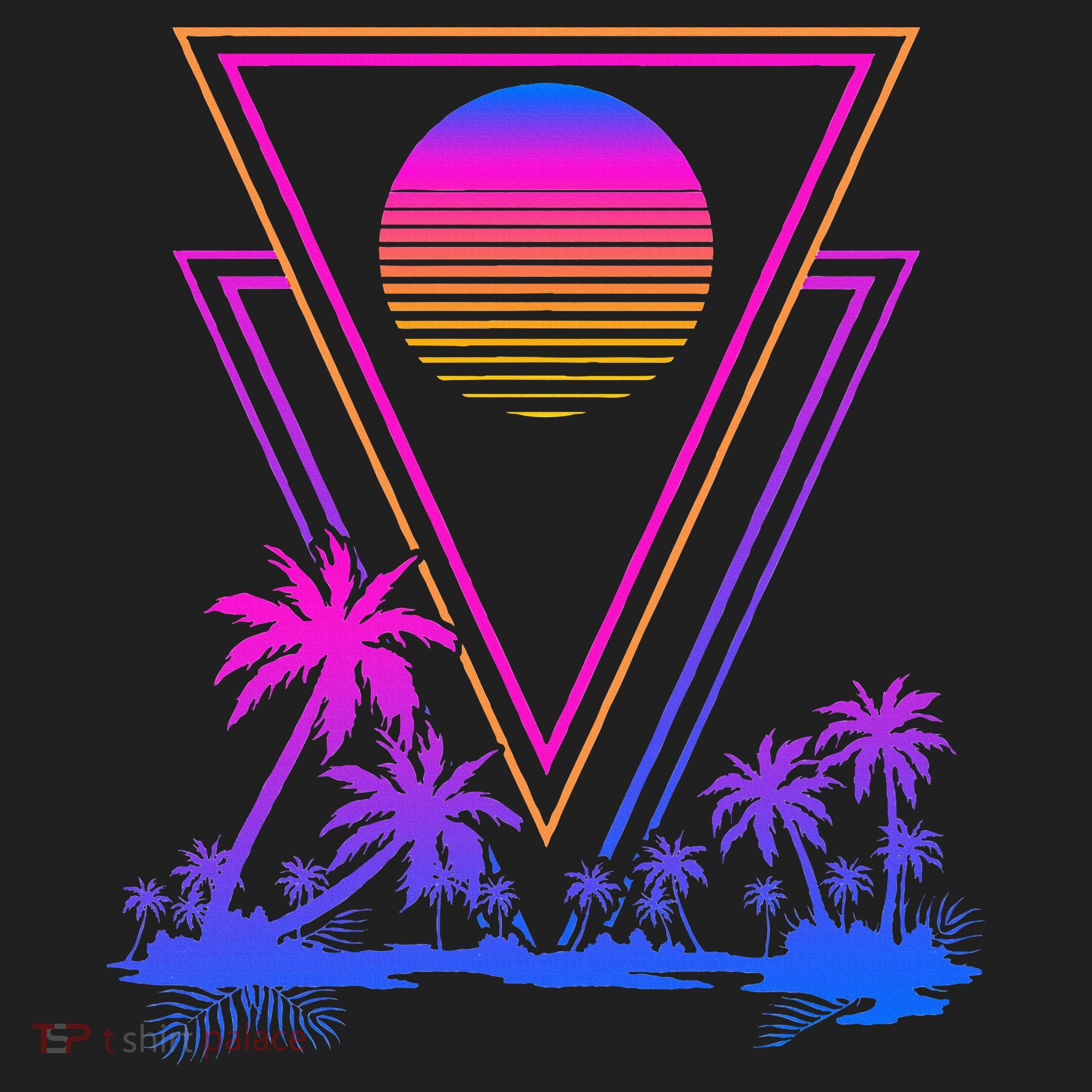 90s Vaporwave Aesthetic Palm Trees Golf Towel