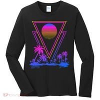 90s Vaporwave Aesthetic Palm Trees Women's Long Sleeve Shirt thumb 0