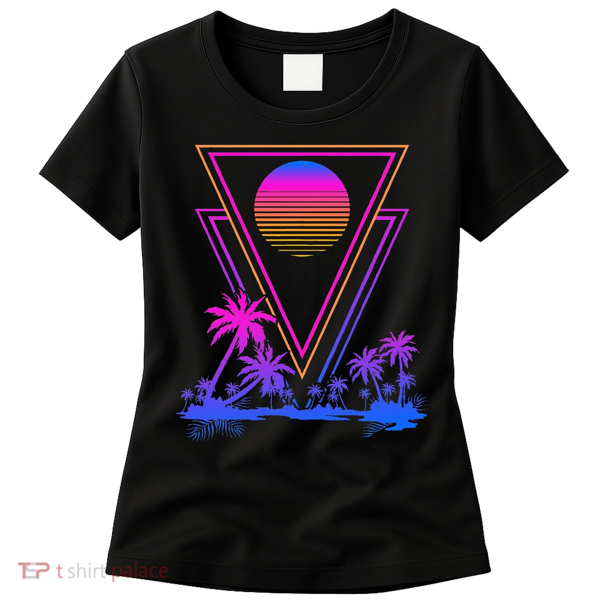 90s Vaporwave Aesthetic Palm Trees Women's T-Shirt