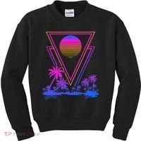 90s Vaporwave Aesthetic Palm Trees Kids Sweatshirt thumb 0