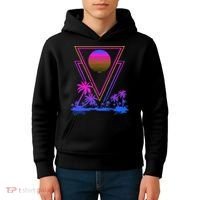 90s Vaporwave Aesthetic Palm Trees Kids Hoodie thumb 4