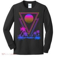 90s Vaporwave Aesthetic Palm Trees Kids Long Sleeve Shirt thumb 0