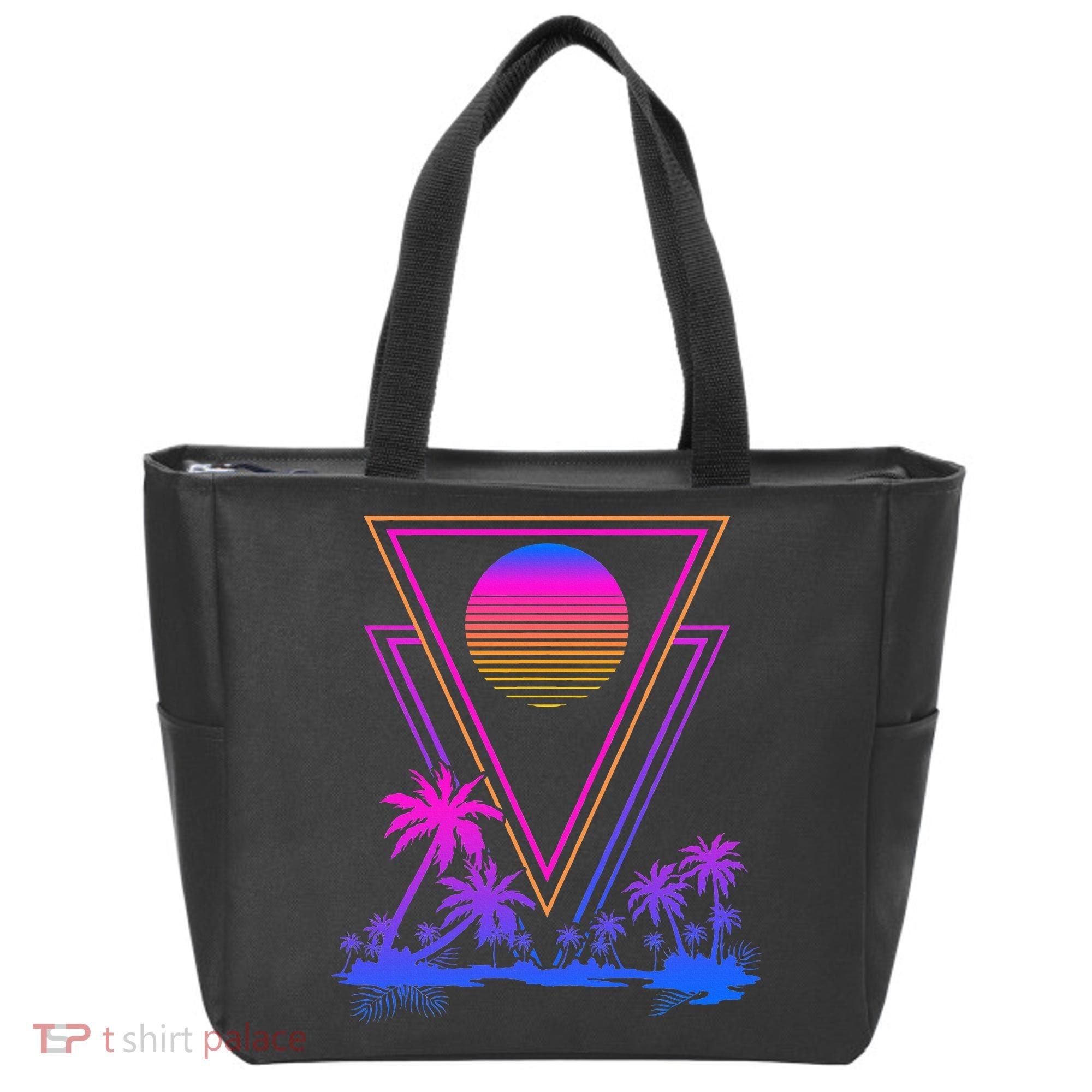 90s Vaporwave Aesthetic Palm Trees Tote Bag