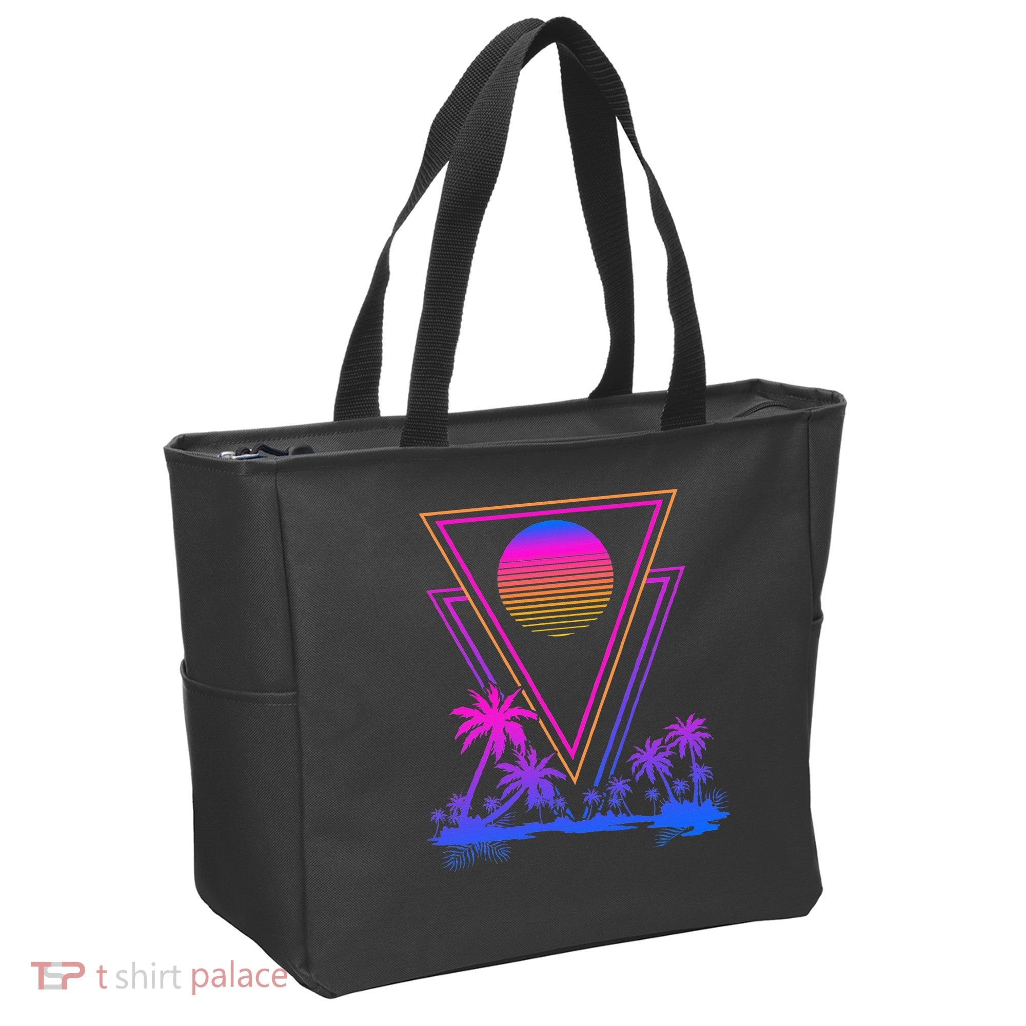 90s Vaporwave Aesthetic Palm Trees Tote Bag