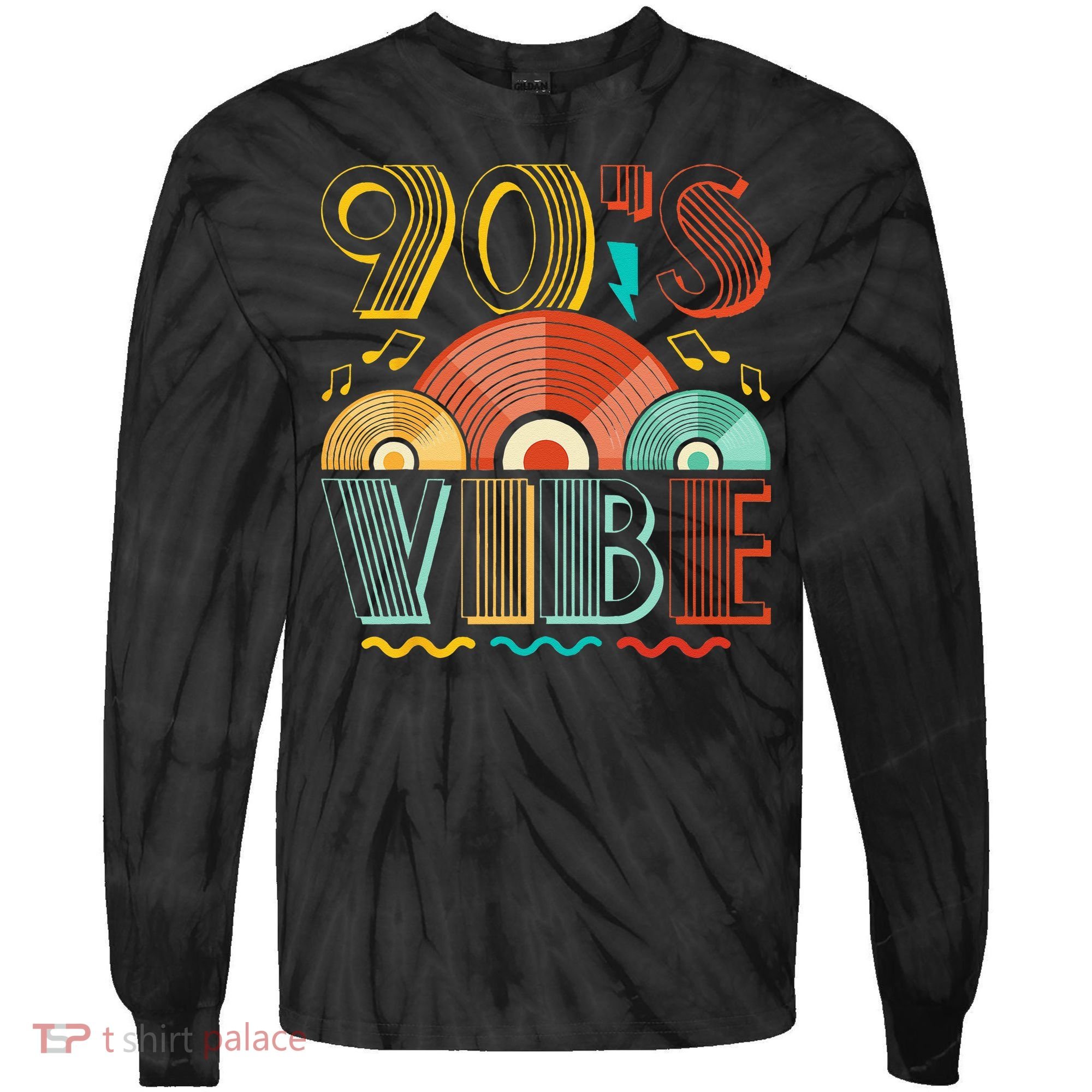 90s Vibe CD 90s Music 1990s Generation Retro Nineties Tie-Dye Long Sleeve Shirt