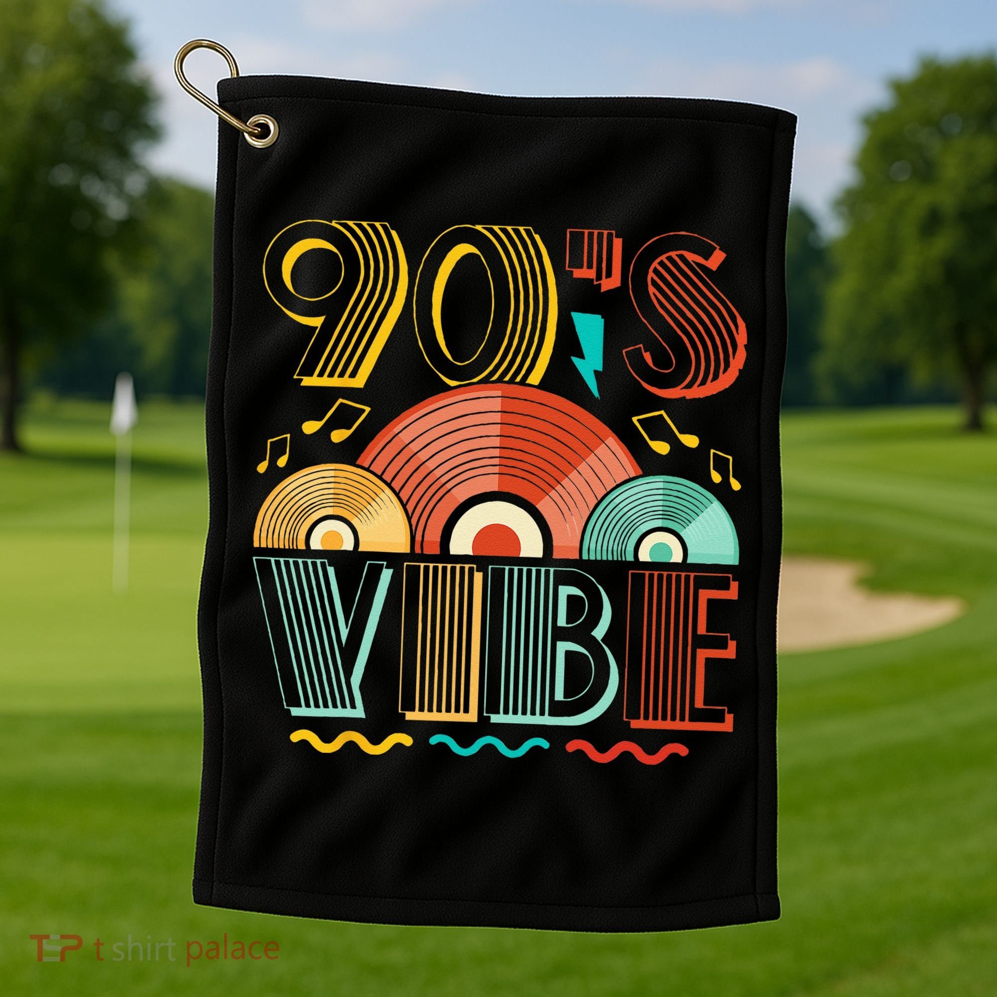 90s Vibe CD 90s Music 1990s Generation Retro Nineties Golf Towel