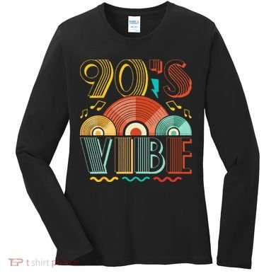 90s Vibe CD 90s Music 1990s Generation Retro Nineties Women's Long Sleeve Shirt