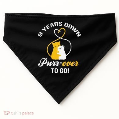 9th Wedding Anniversary Purr Ever Cat Gift USA-Made Doggie Bandana