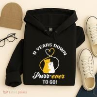 9th Wedding Anniversary Purr Ever Cat Gift Hoodie thumb 4