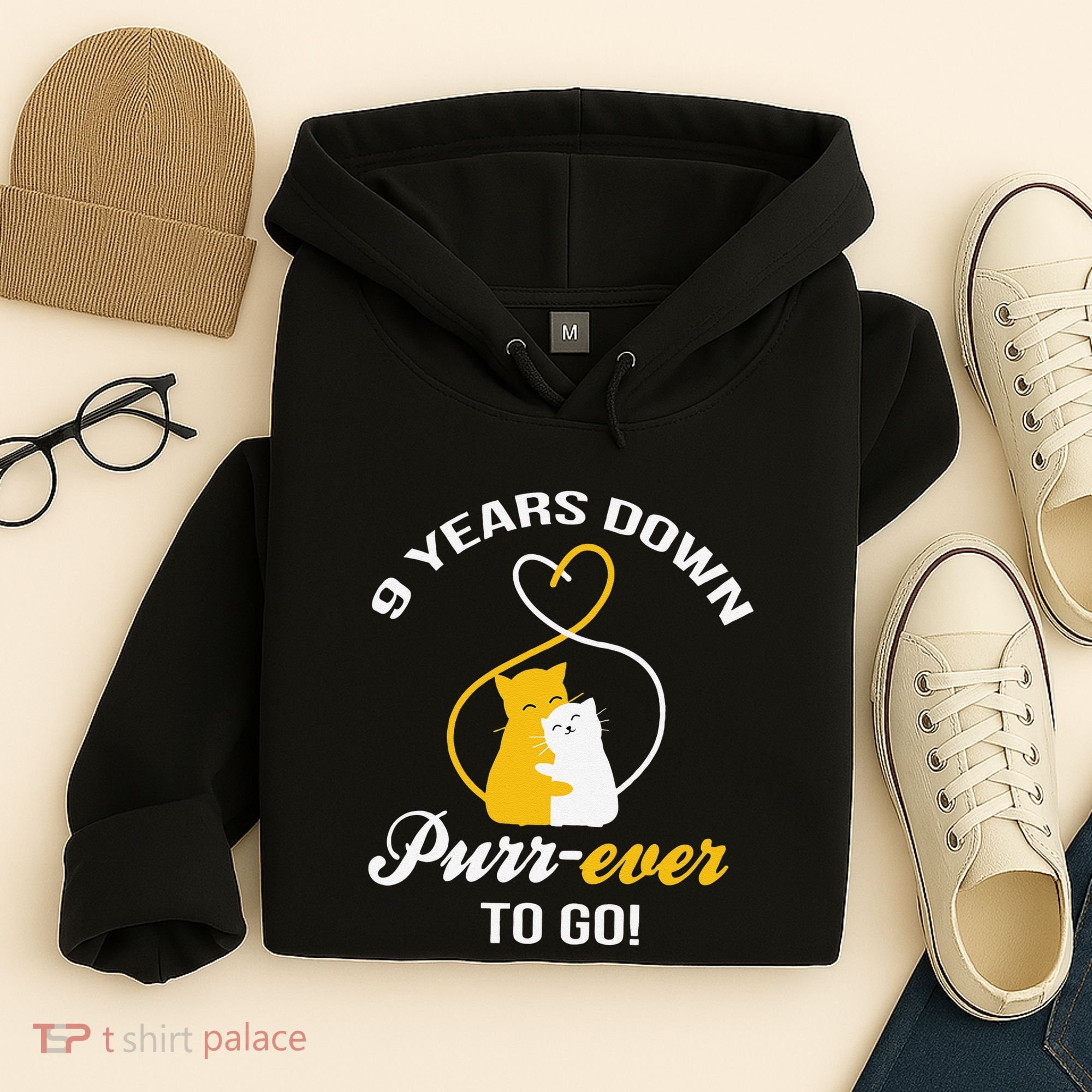 9th Wedding Anniversary Purr Ever Cat Gift Hoodie