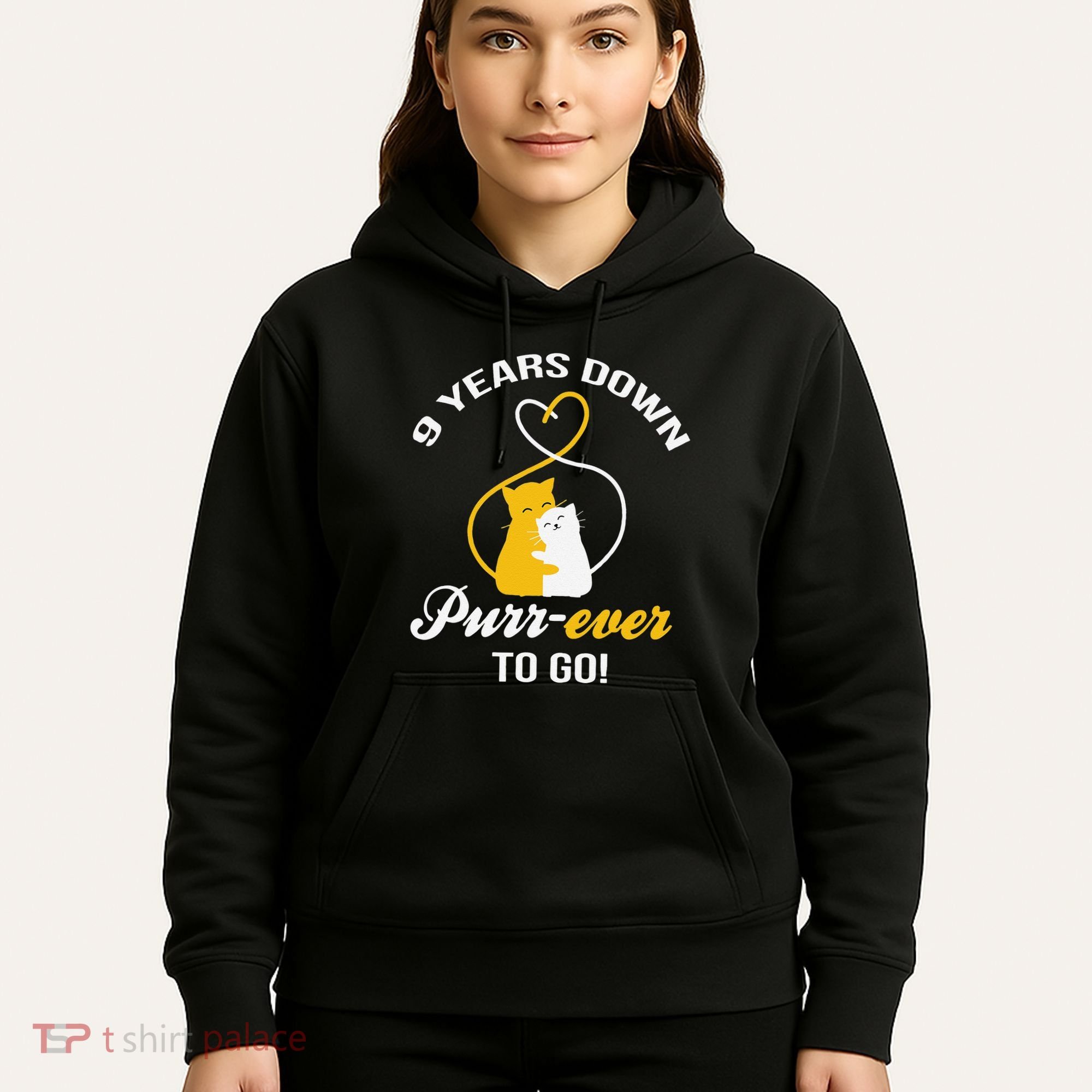 9th Wedding Anniversary Purr Ever Cat Gift Hoodie
