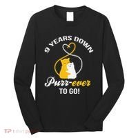 9th Wedding Anniversary Purr Ever Cat Gift Long Sleeve Shirt thumb 0