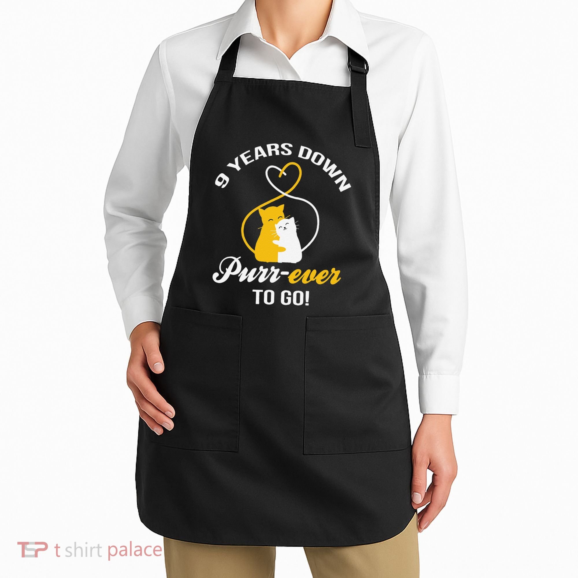 9th Wedding Anniversary Purr Ever Cat Gift Apron