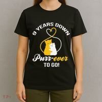 9th Wedding Anniversary Purr Ever Cat Gift T-Shirt thumb 4