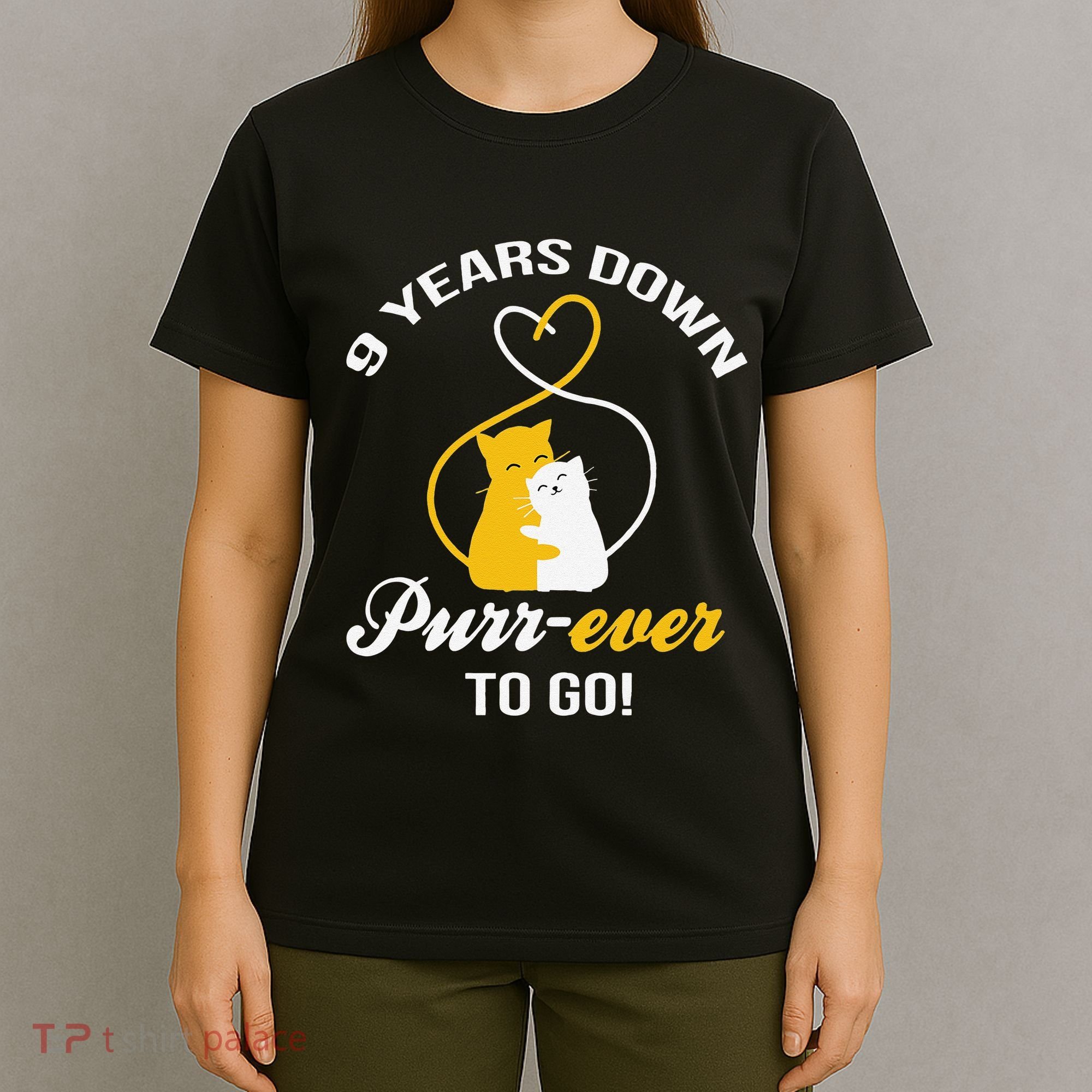 9th Wedding Anniversary Purr Ever Cat Gift T-Shirt
