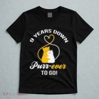 9th Wedding Anniversary Purr Ever Cat Gift T-Shirt thumb 5