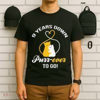 9th Wedding Anniversary Purr Ever Cat Gift T-Shirt thumb 6