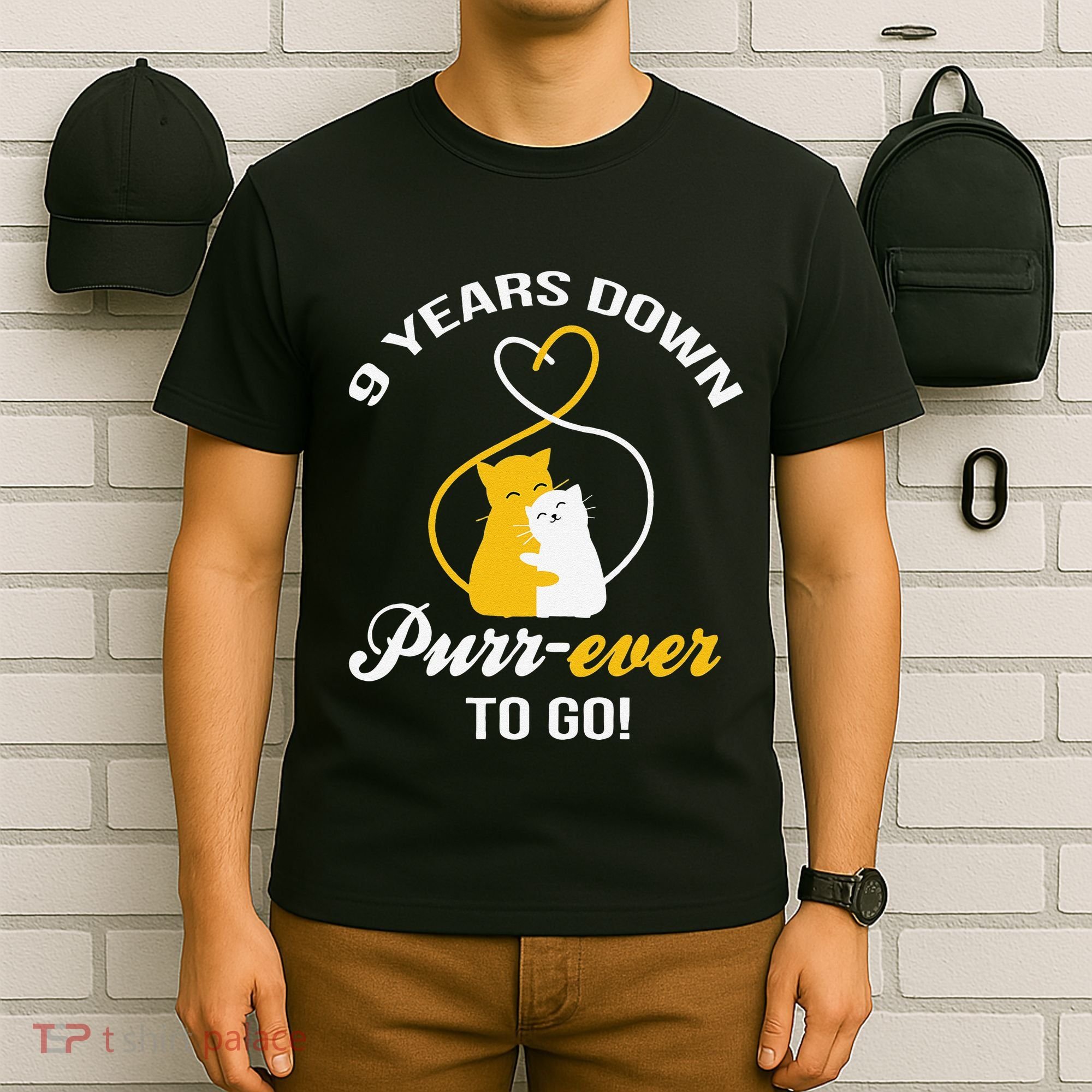 9th Wedding Anniversary Purr Ever Cat Gift T-Shirt