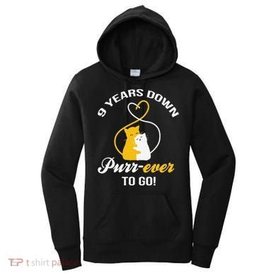 9th Wedding Anniversary Purr Ever Cat Gift Women's Hoodie