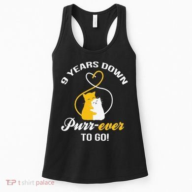 9th Wedding Anniversary Purr Ever Cat Gift Women's Tank Top