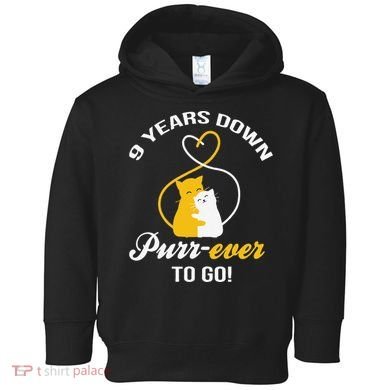 9th Wedding Anniversary Purr Ever Cat Gift Toddler Hoodie