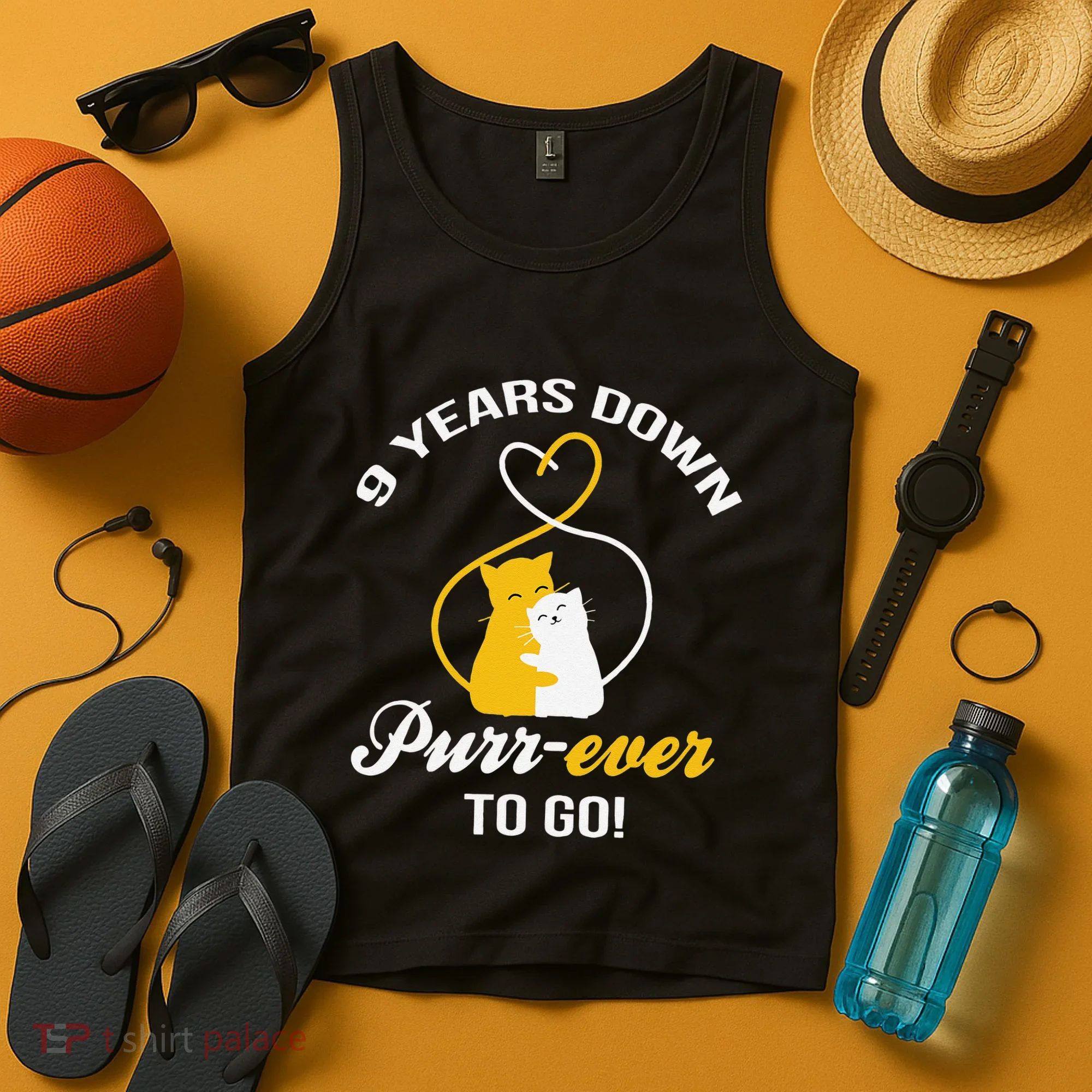 9th Wedding Anniversary Purr Ever Cat Gift Tank Top
